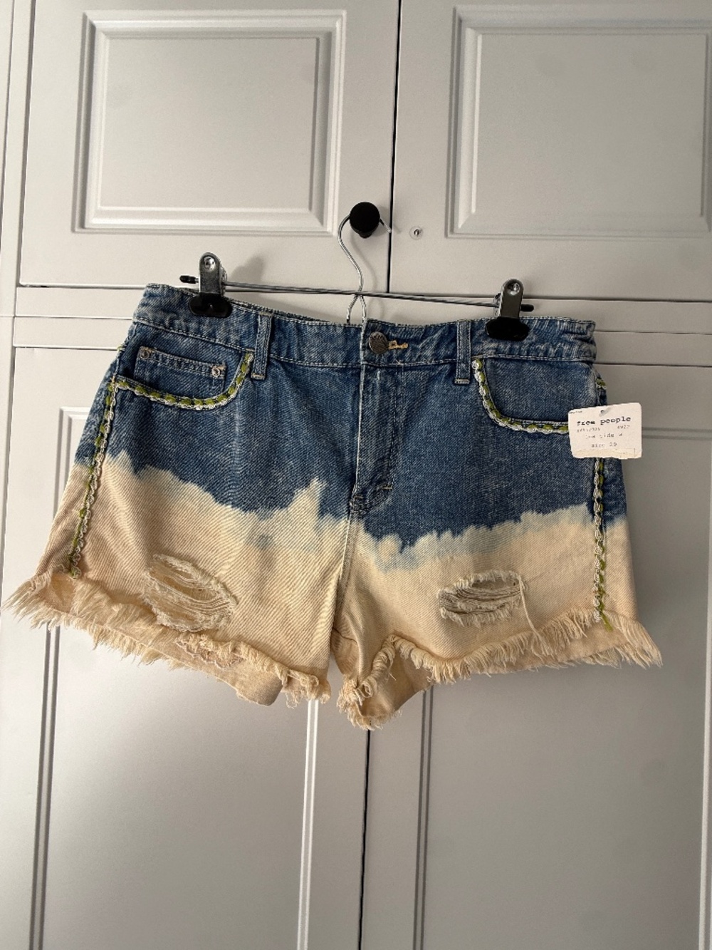 Free People Embroidered Denim Shorts size 29